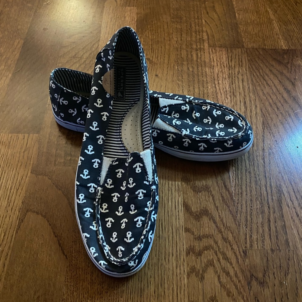 Sperry Anchor Print Slip on Women's Shoes